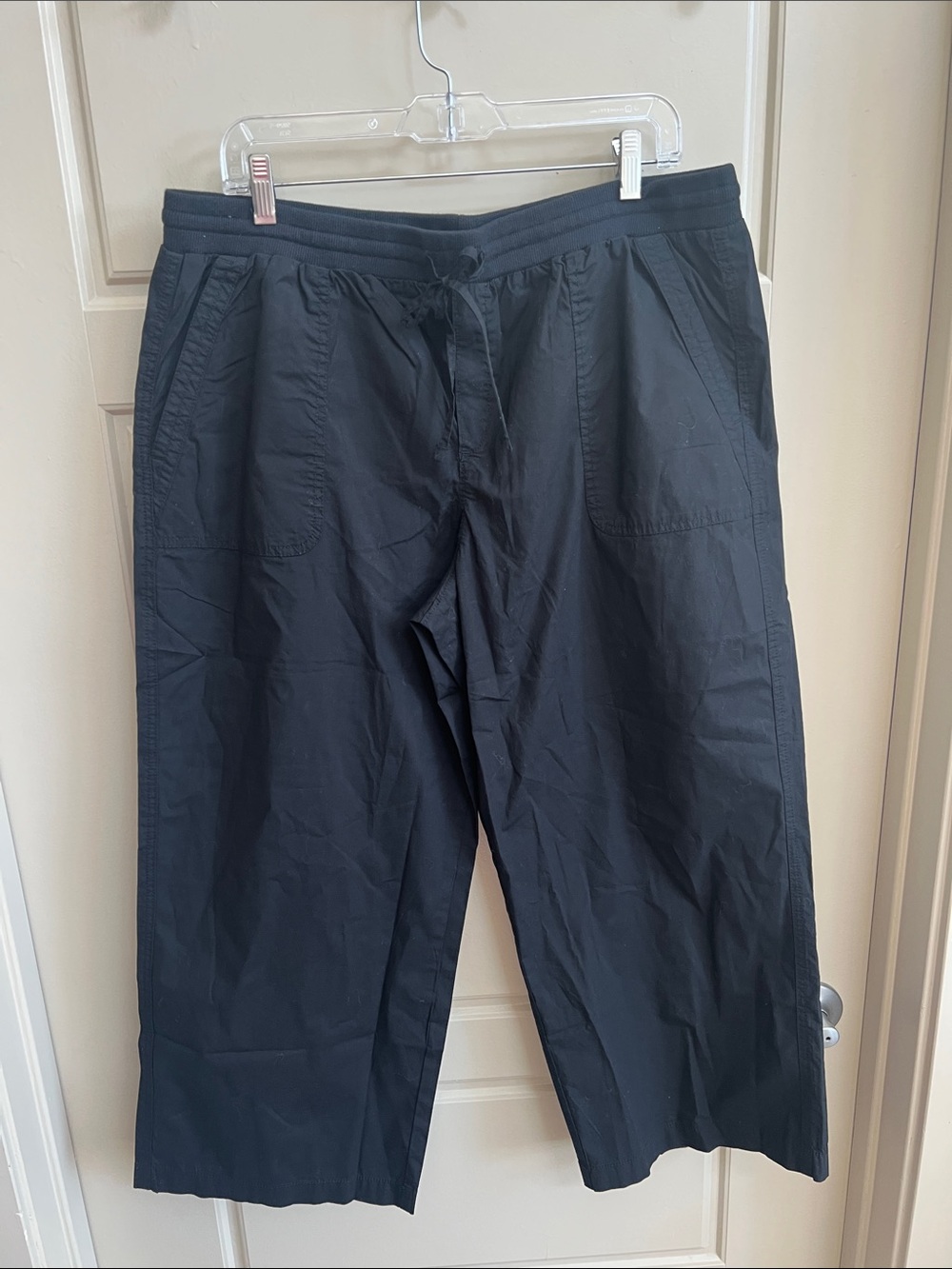 Pact Wide Leg Organic Cotton Cropped Drawstring culottes Pants Sz XL